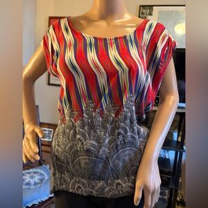 Pretty Rebellious Red and Blue Striped Blouse